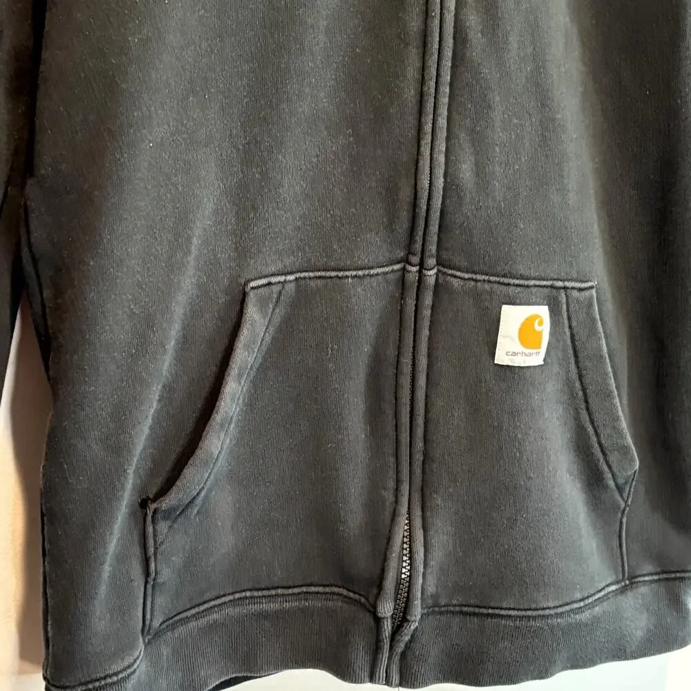 Carhartt Black Zip Front Logo Hoodie - size Large Kid's